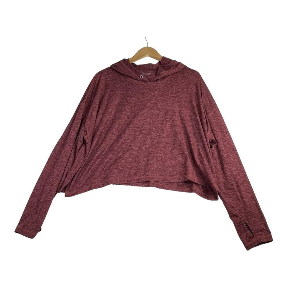 Athleta Cropped Hooded Pullover Sweater size Medium Red